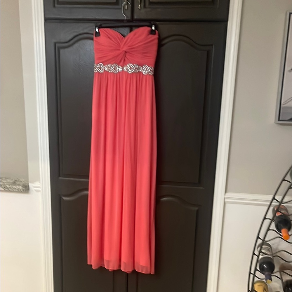 City Triangles Coral Strapless Gown